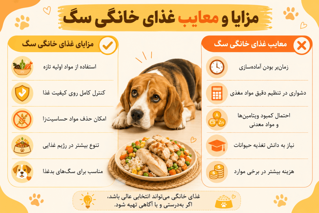 مزایا و معایب غذای خانگی سگ