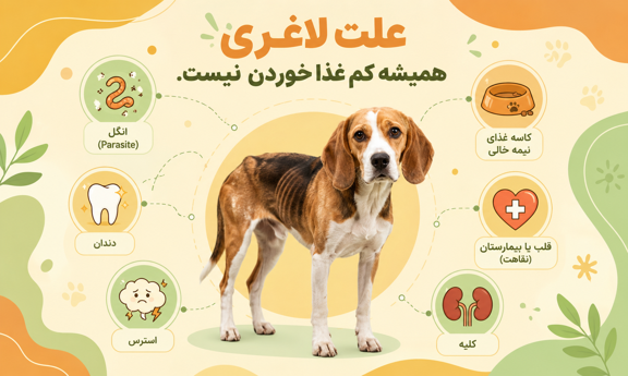 دلایل لاغری در سگ